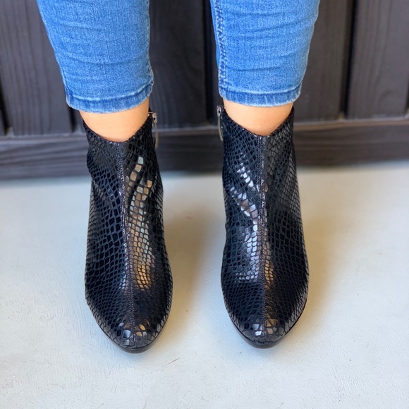 Black Embossed Ankle Boots - Picture 7 of 7